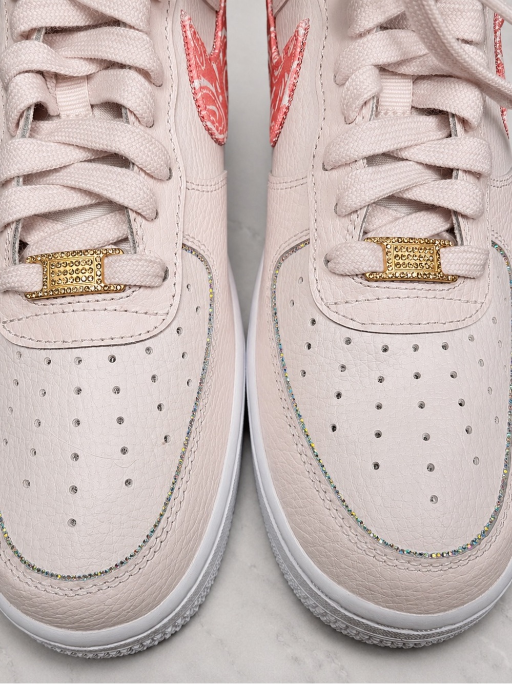 Custom Nike Air Force 1 Pink Paisley Crystal Sneakers | Women’s 9.5 - Picture 5 of 10